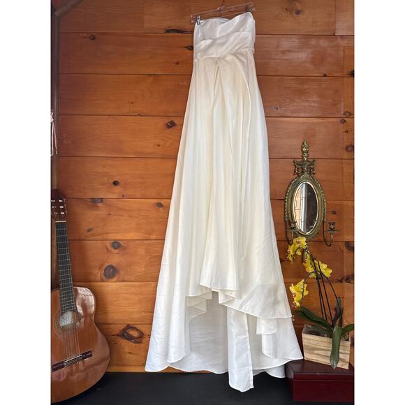 Lulus Lifetime of Love White Satin Strapless A-Line Gown Bridal Dress Bride 6 - Picture 2 of 7